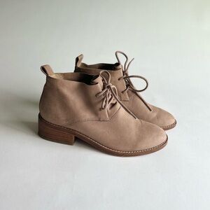 Eileen Fisher Cream Tan Genuine Leather Lace Up Ankle Boots size 7